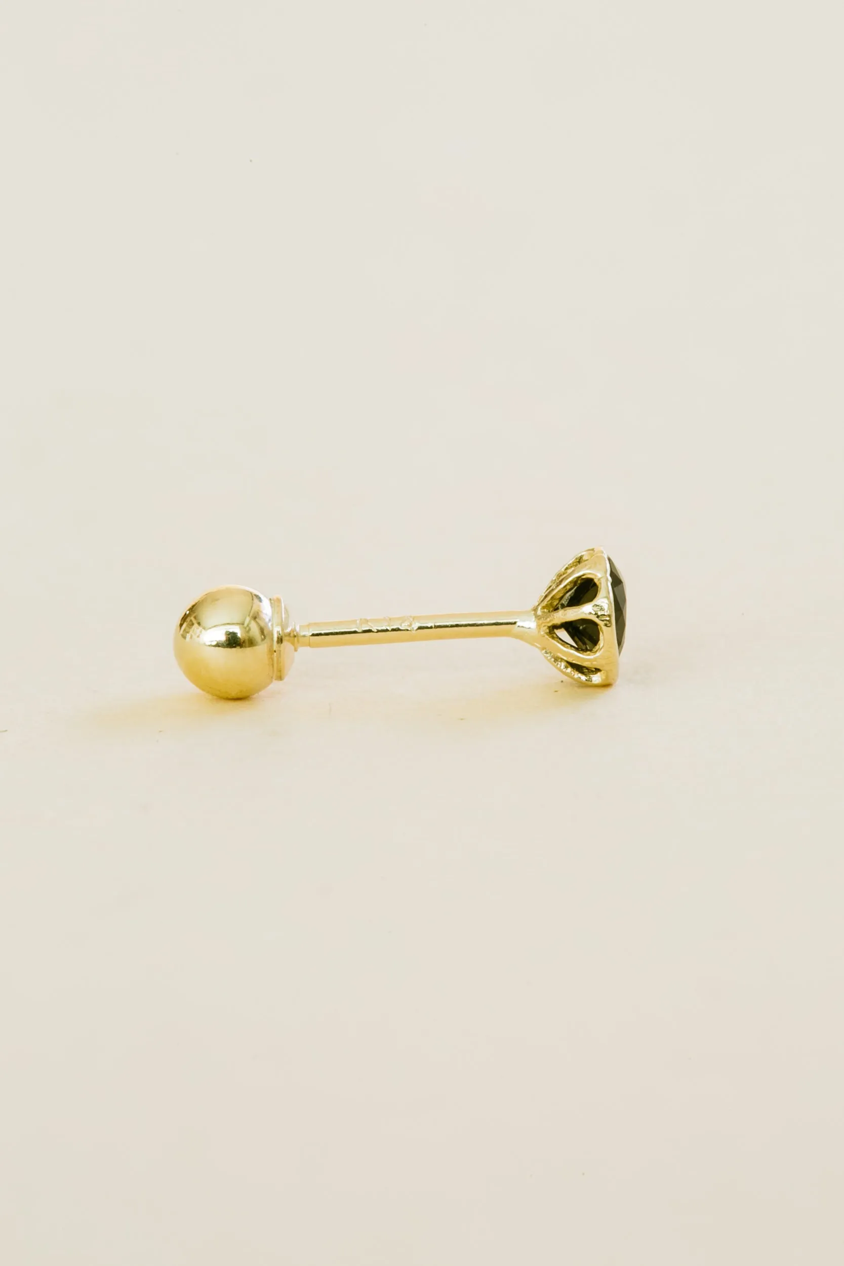 14k Solid Gold Wrap Round Cz Barbell Ball Ear Post Stud Earring Piercing