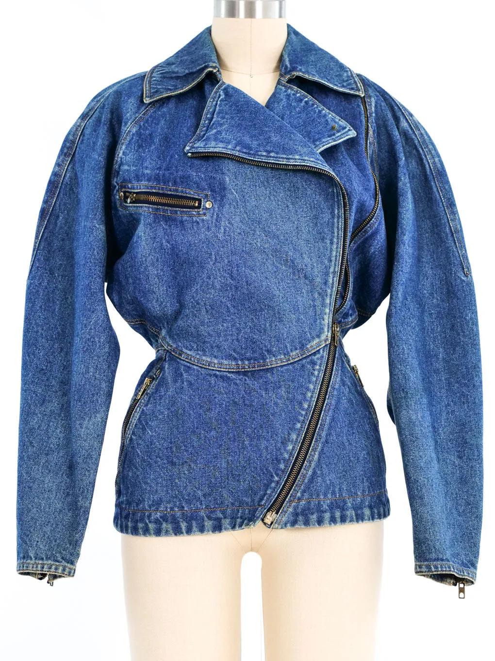 1990's Alaia Denim Motorcycle Jacket