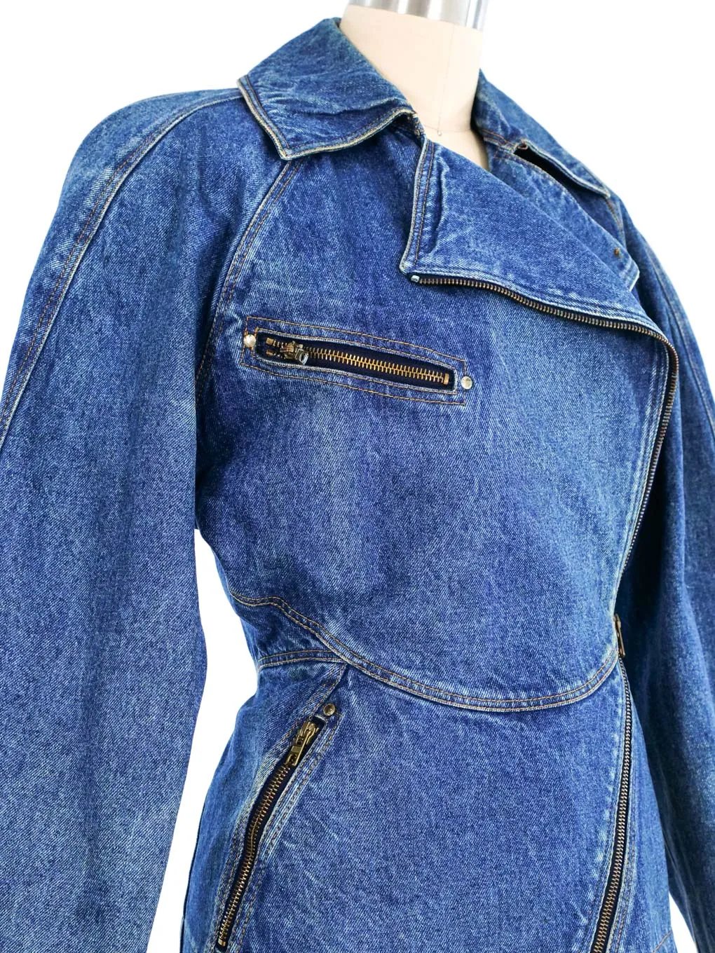 1990's Alaia Denim Motorcycle Jacket