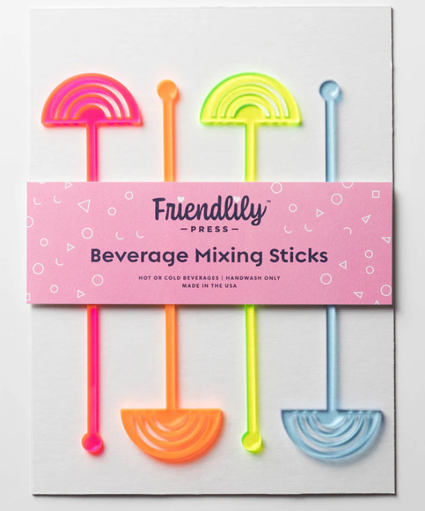 4-Piece Drink Stirrer Set - Rainbows