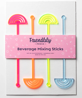 4-Piece Drink Stirrer Set - Rainbows