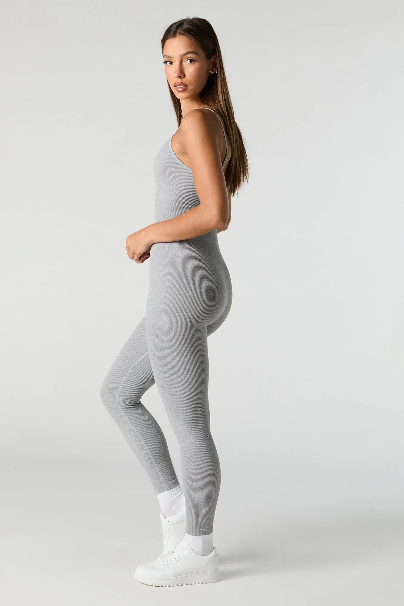 Active Seamless Ribbed Scoop Neck Jumpsuit