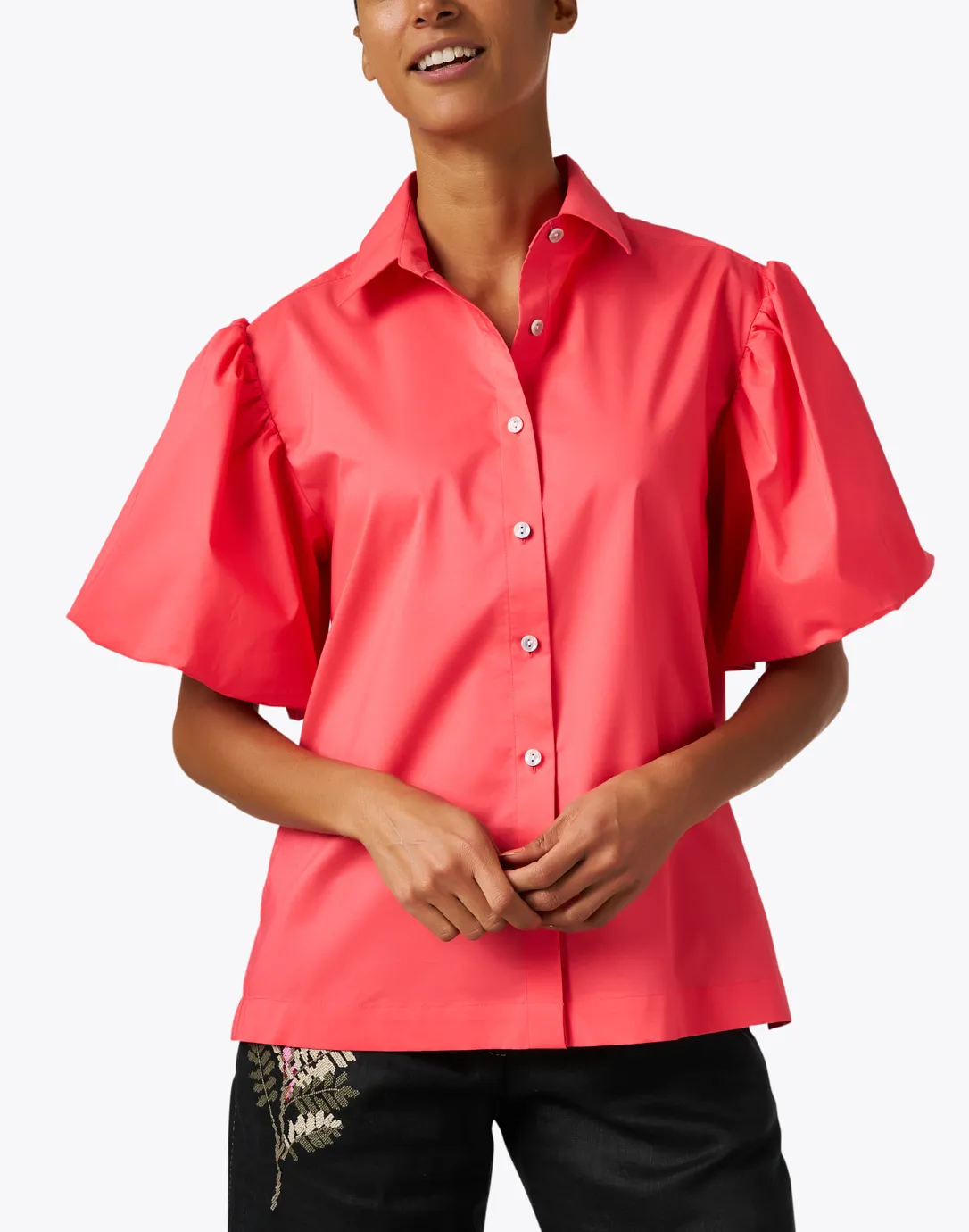 Angelina Coral Puff Sleeve Blouse