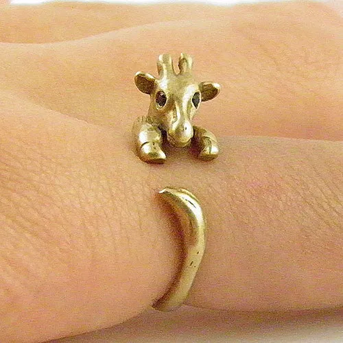 Animal Wrap Ring - Giraffe - Yellow Bronze - Adjustable Ring - keja jewelry