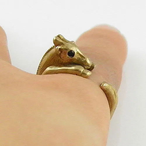 Animal Wrap Ring - Giraffe - Yellow Bronze - Adjustable Ring - keja jewelry