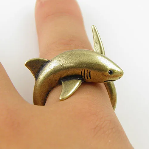 Animal Wrap Ring - Shark - Yellow Bronze - Adjustable Ring