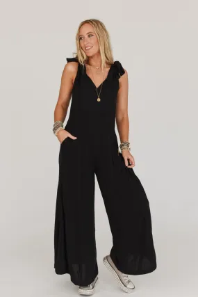 Apollonia Tie Shoulder Jumpsuit - Black