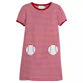 Applique Pocket T-Shirt Dress - Baseball