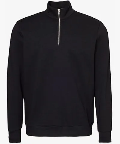 Arne Mens Black Interlock half-zip stretch-jersey sweatshirt