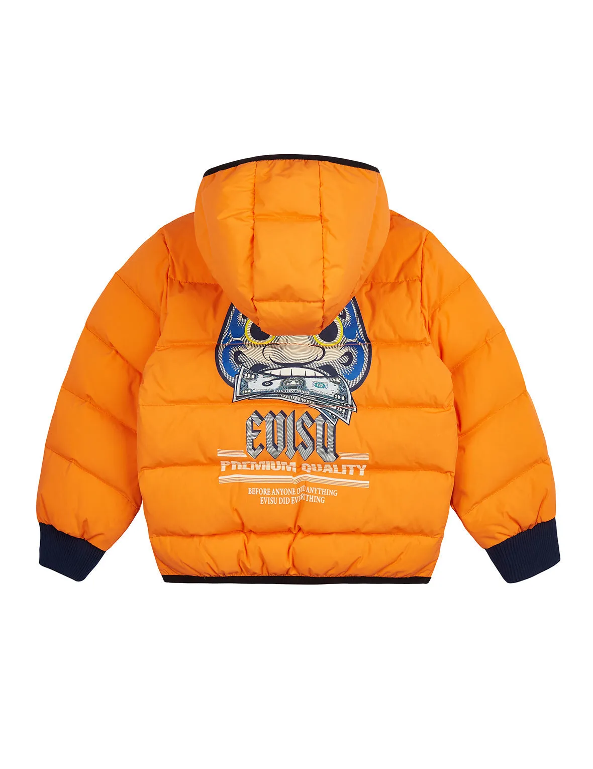 Banknote Daruma Print Down Jacket