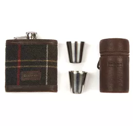 Barbour Tartan Hip Flask And Cups Gift Set