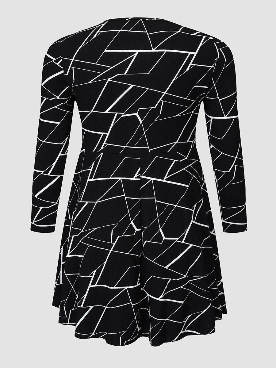 Black Irregular Geometric Plus size Dress