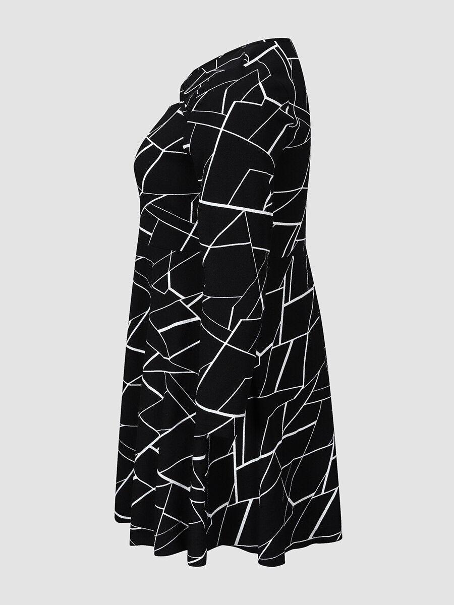 Black Irregular Geometric Plus size Dress