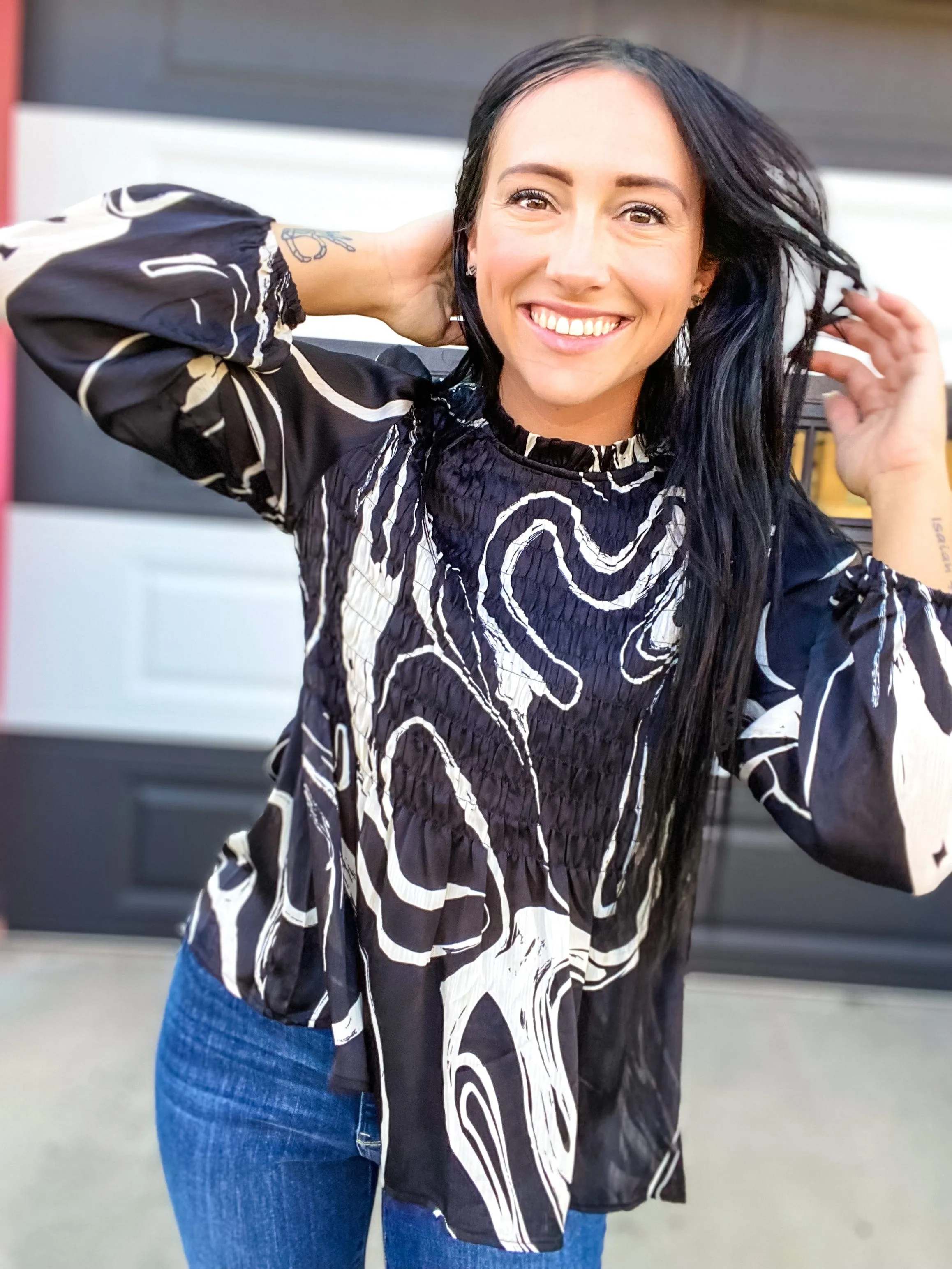 Black Swirl Blouse