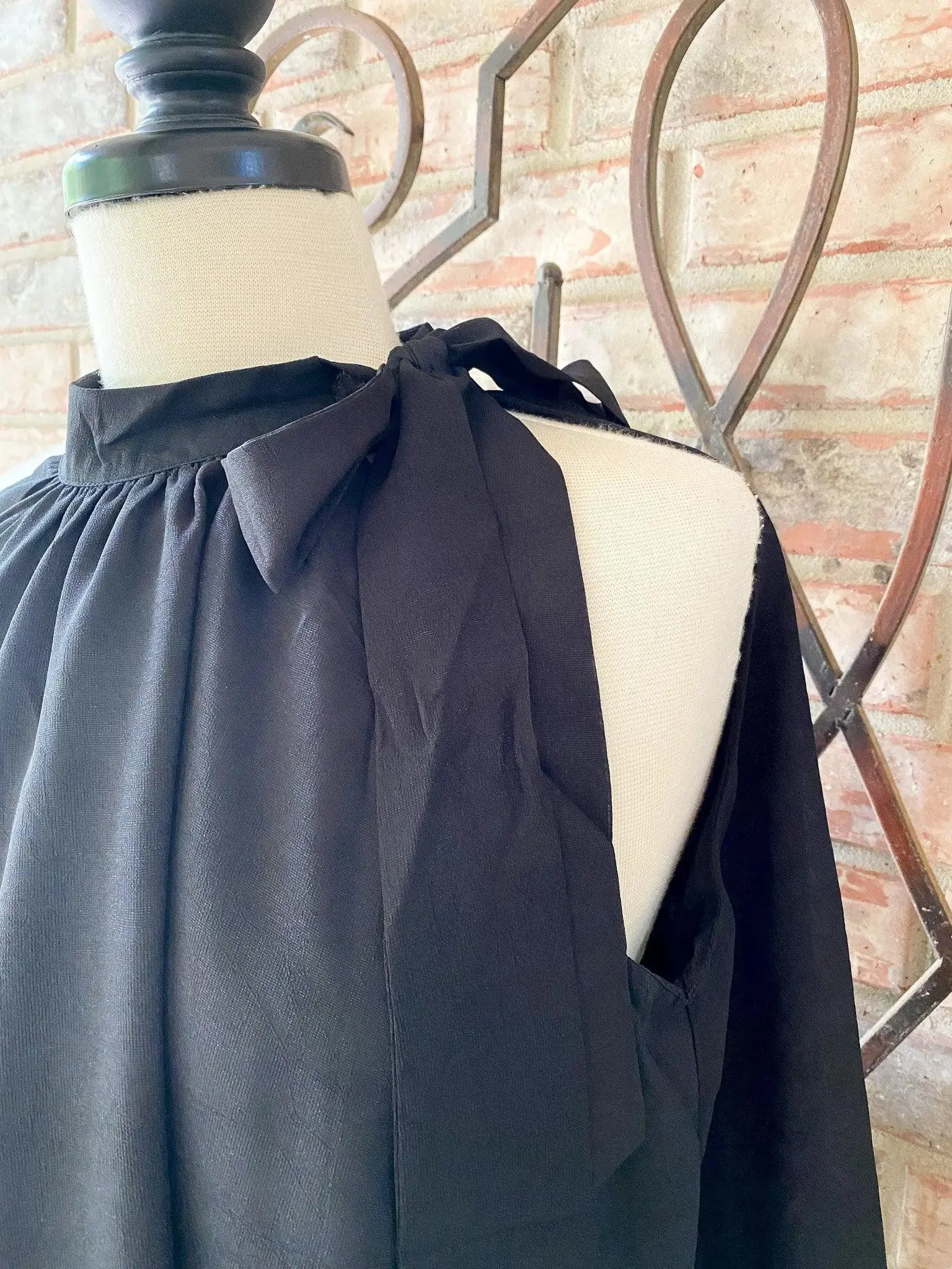 Black Tiered Halter Blouse