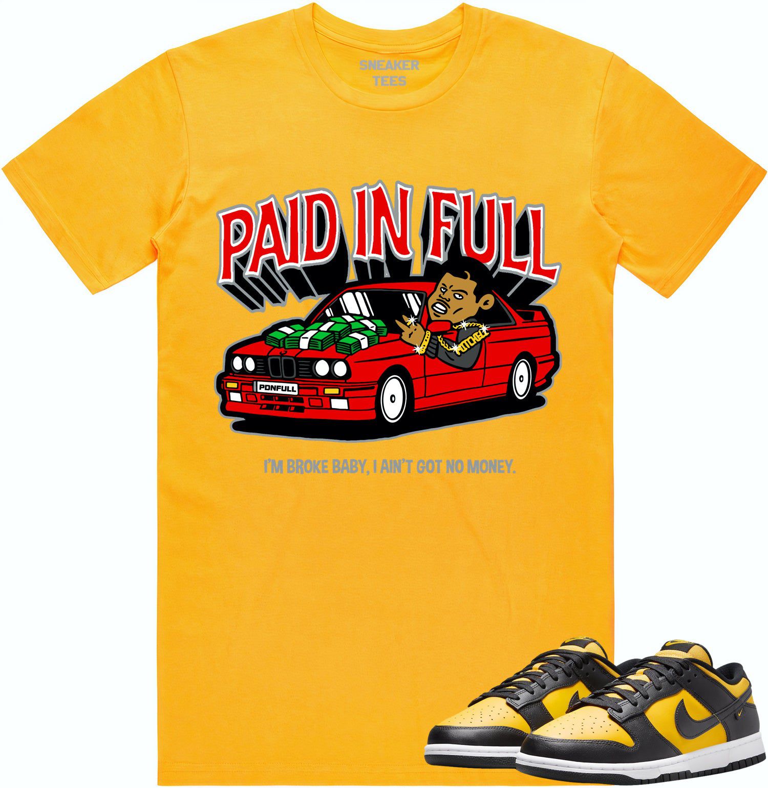 Black University Gold Dunks Shirt to Match - RED PAID