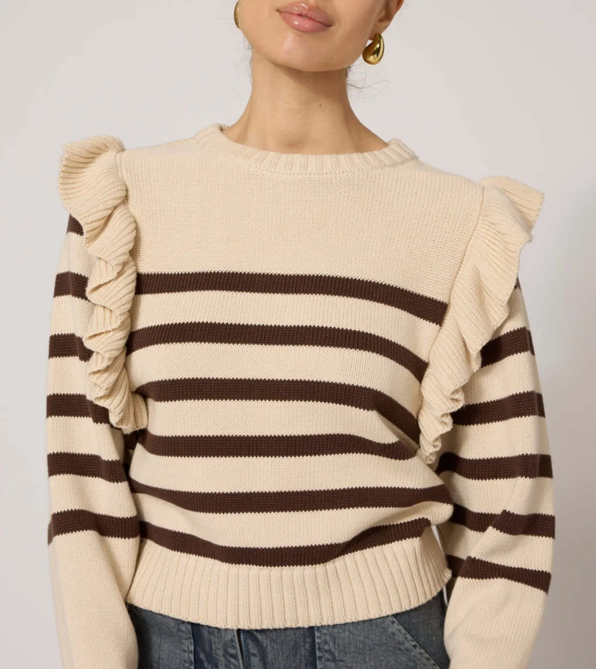 Blair Sweater - Cream/Brown