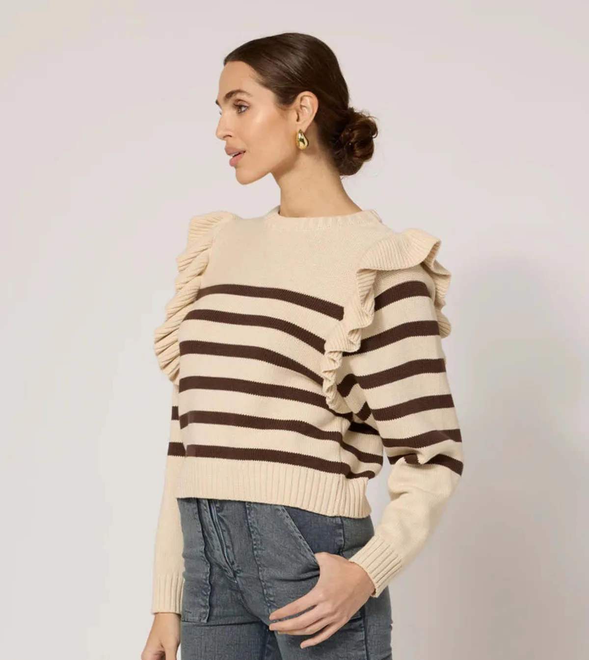 Blair Sweater - Cream/Brown