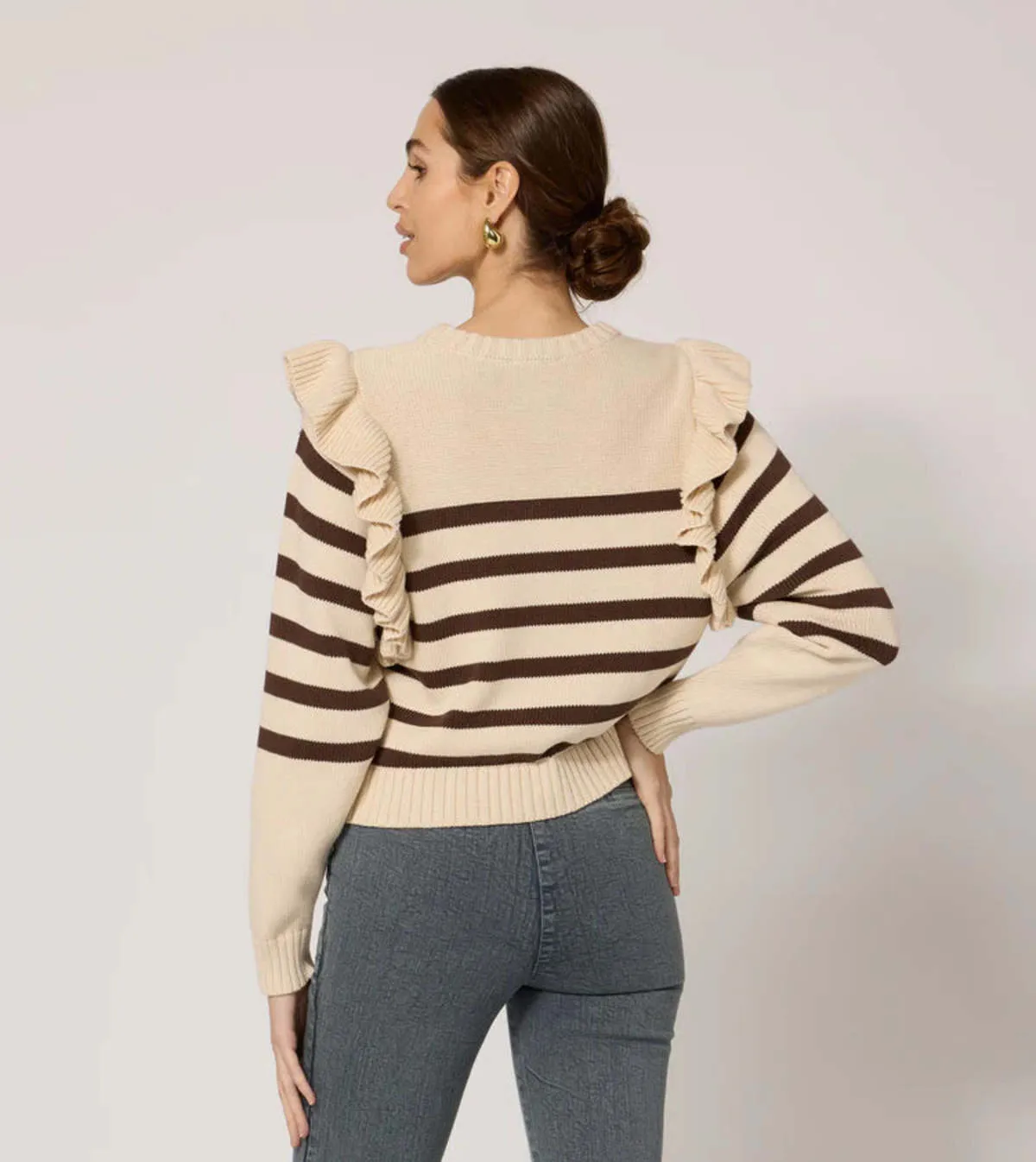 Blair Sweater - Cream/Brown