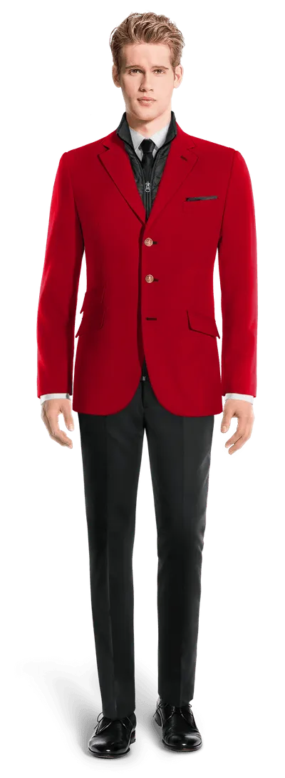  Blazer rojo intenso esencial de 3 botones con pieza gilet