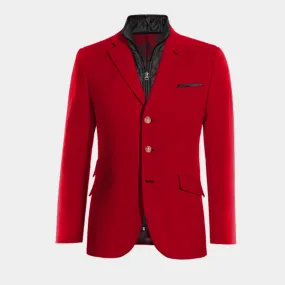  Blazer rojo intenso esencial de 3 botones con pieza gilet