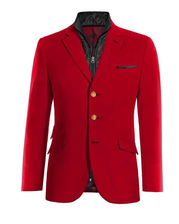  Blazer rojo intenso esencial de 3 botones con pieza gilet