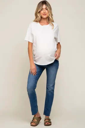 Blue Straight Leg Maternity Jeans