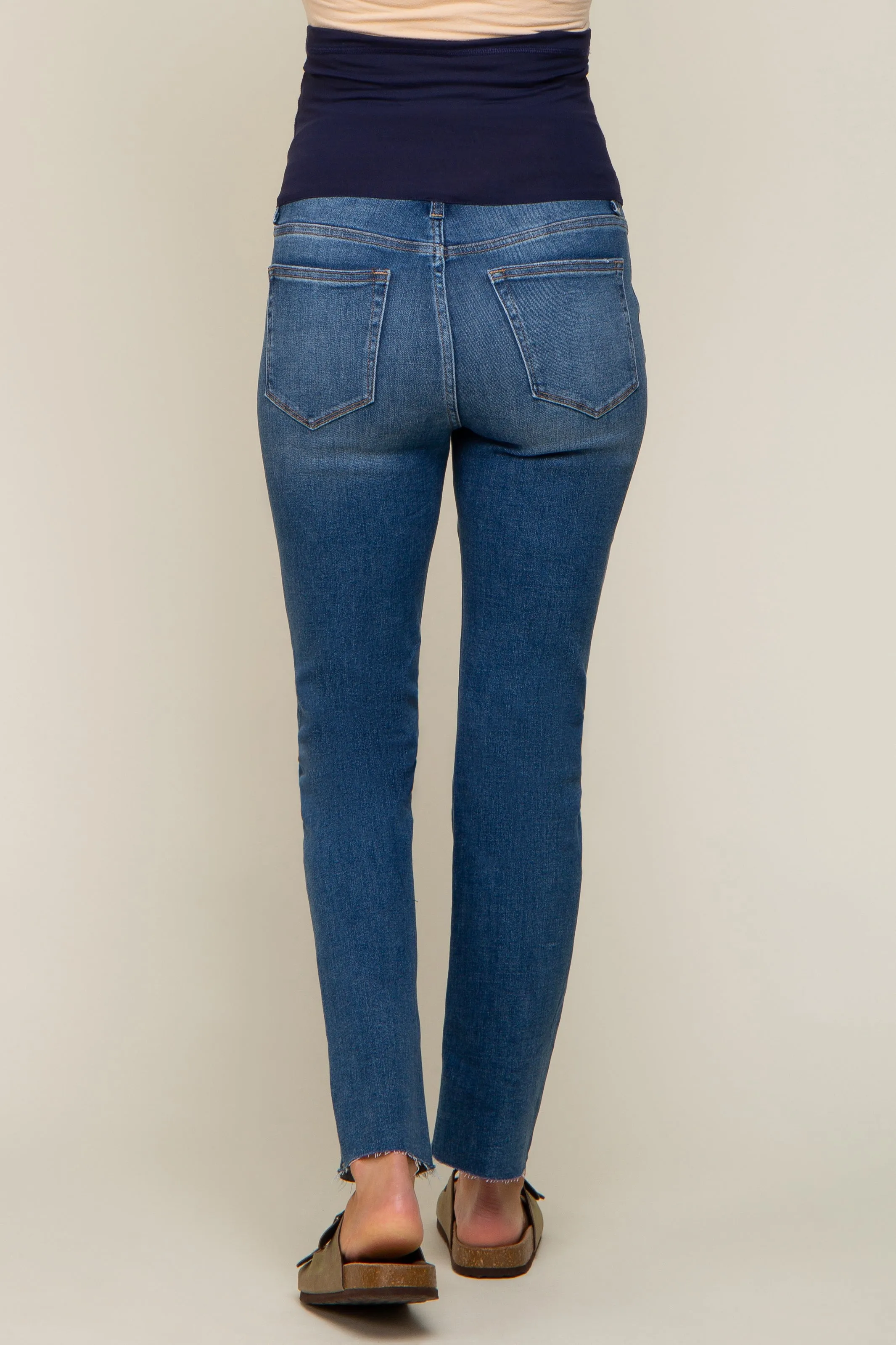 Blue Straight Leg Maternity Jeans