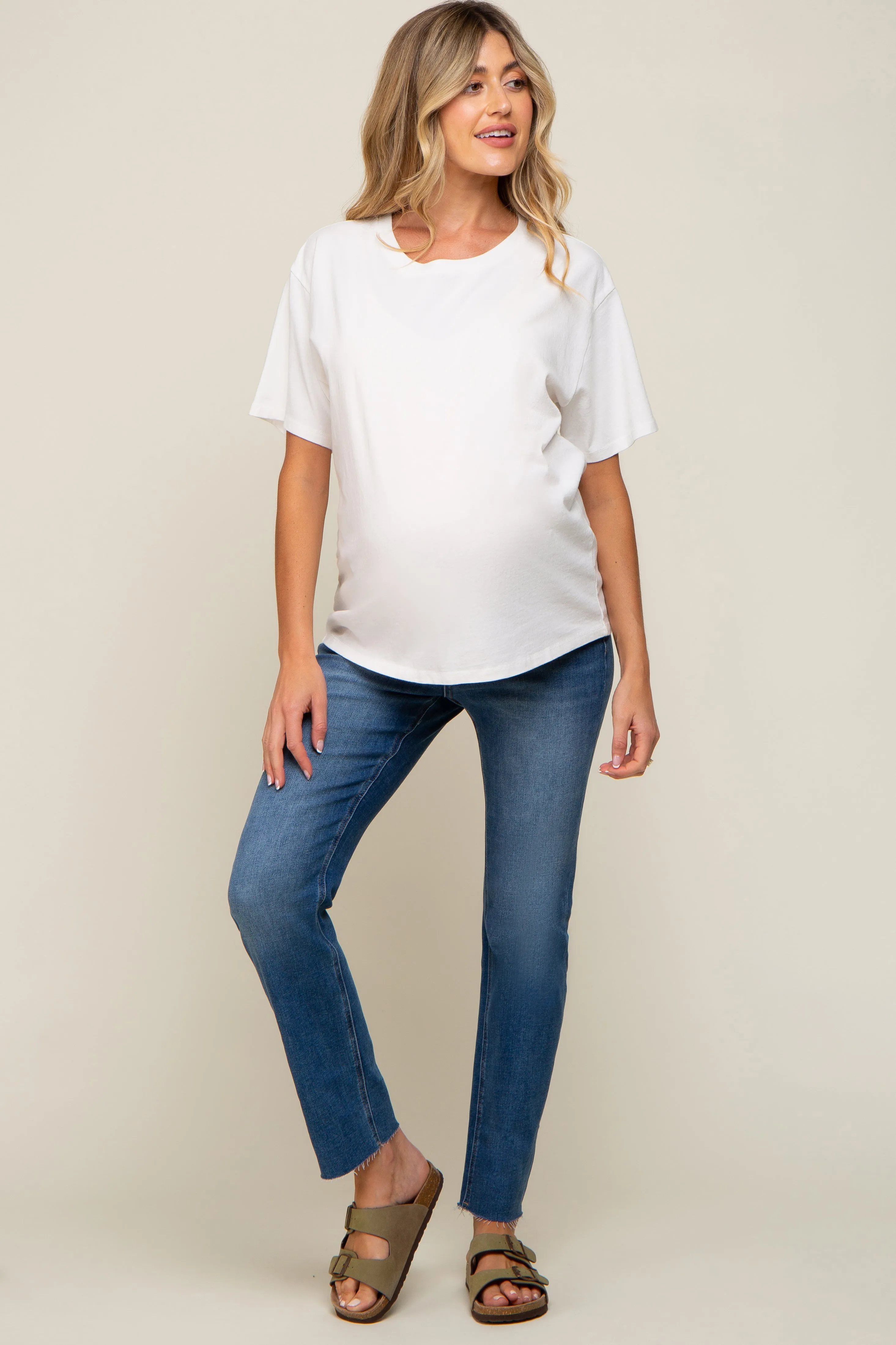 Blue Straight Leg Maternity Jeans