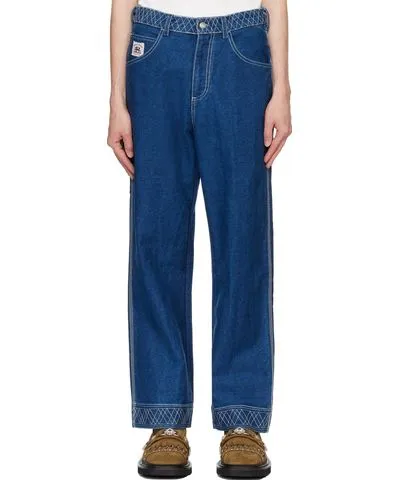 Bode Blue Embroidered Knolly Brook Jeans