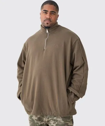 boohooMAN Mens Plus EDITION Oversized Heavyweight Funnel Neck Sweatshirt