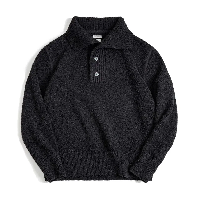 Boucle Knit Button Neck Sweater