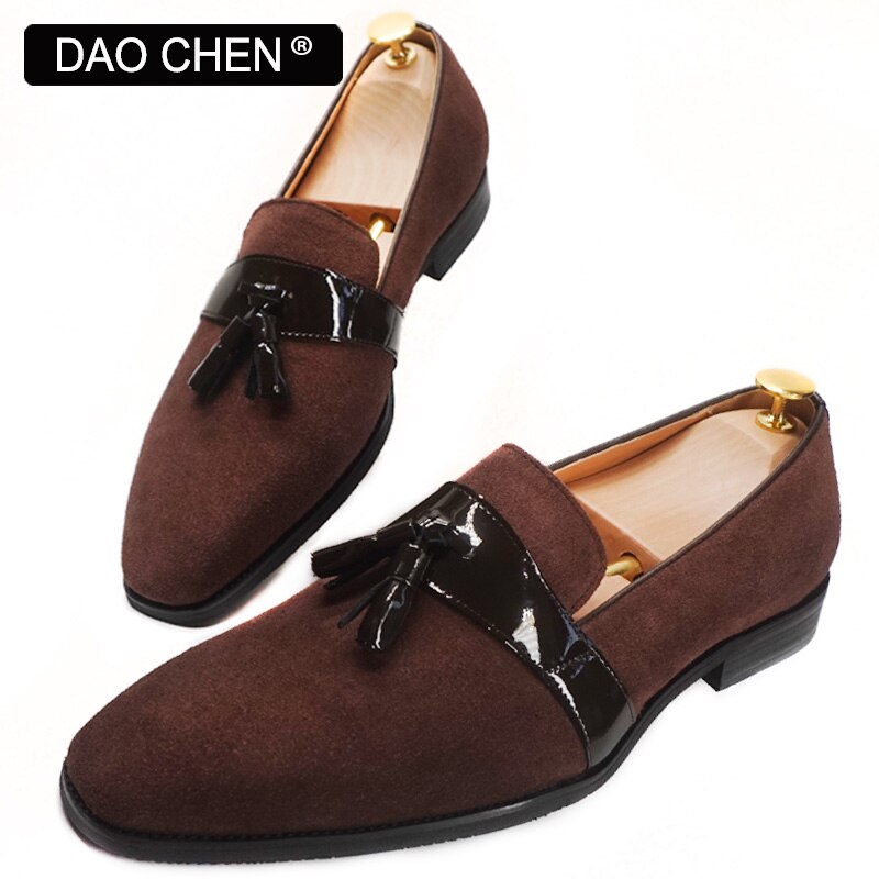 BROWN TASSEL LOAFERS SLIP ON ELEGANT MENS DRESS SHOES