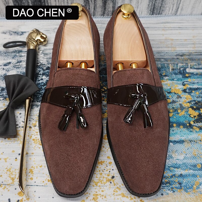 BROWN TASSEL LOAFERS SLIP ON ELEGANT MENS DRESS SHOES