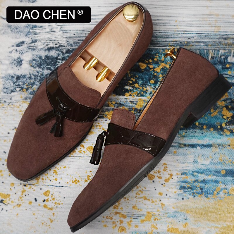 BROWN TASSEL LOAFERS SLIP ON ELEGANT MENS DRESS SHOES