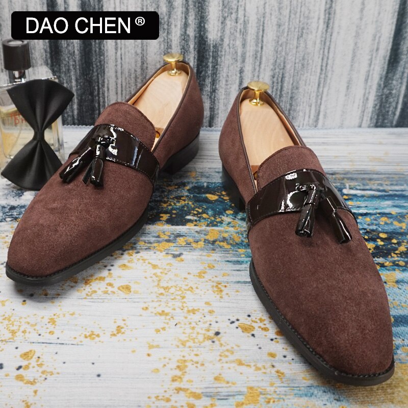 BROWN TASSEL LOAFERS SLIP ON ELEGANT MENS DRESS SHOES