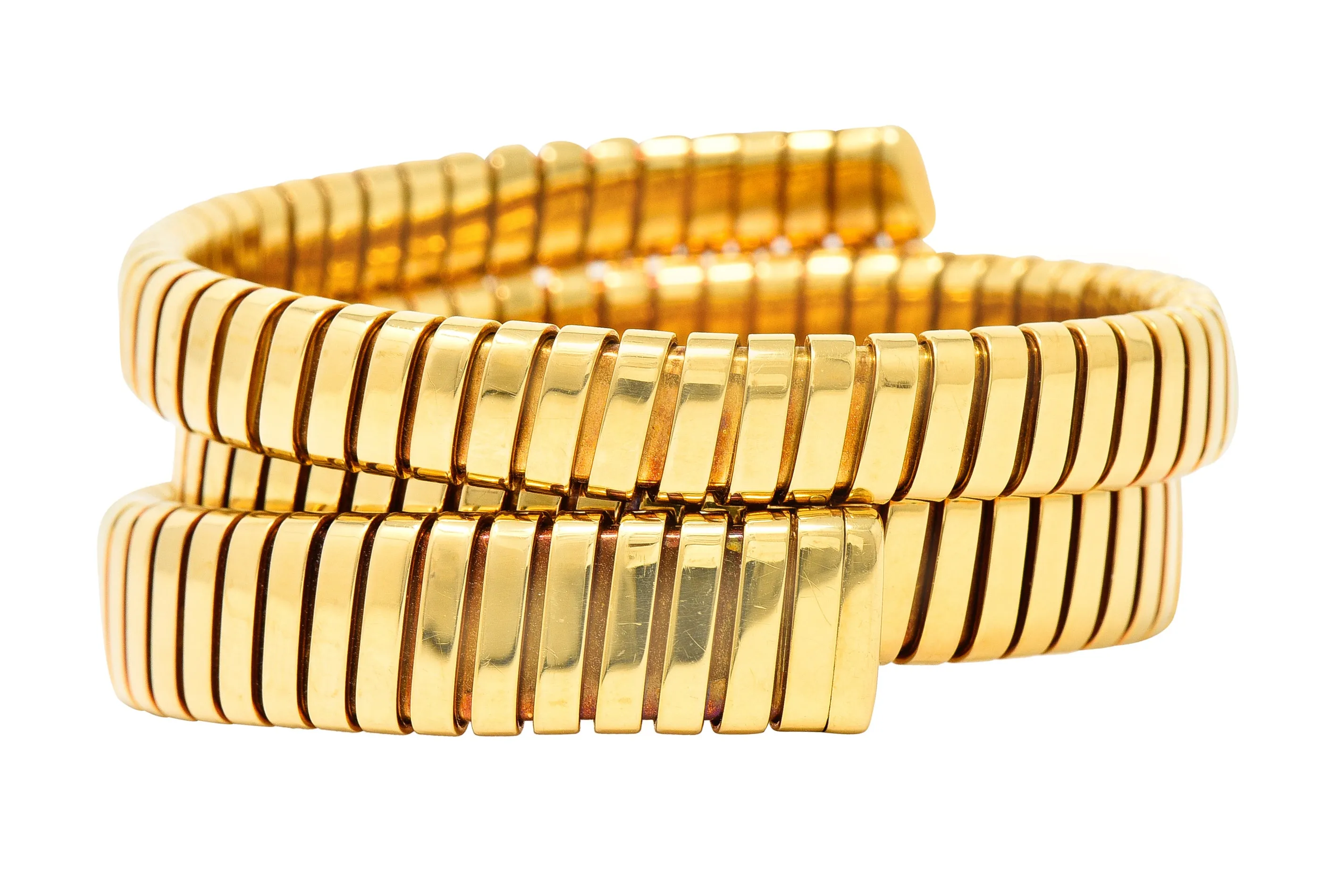 Bulgari 18 Karat Yellow Gold Flexible Tubogas Wrap Coil Bracelet