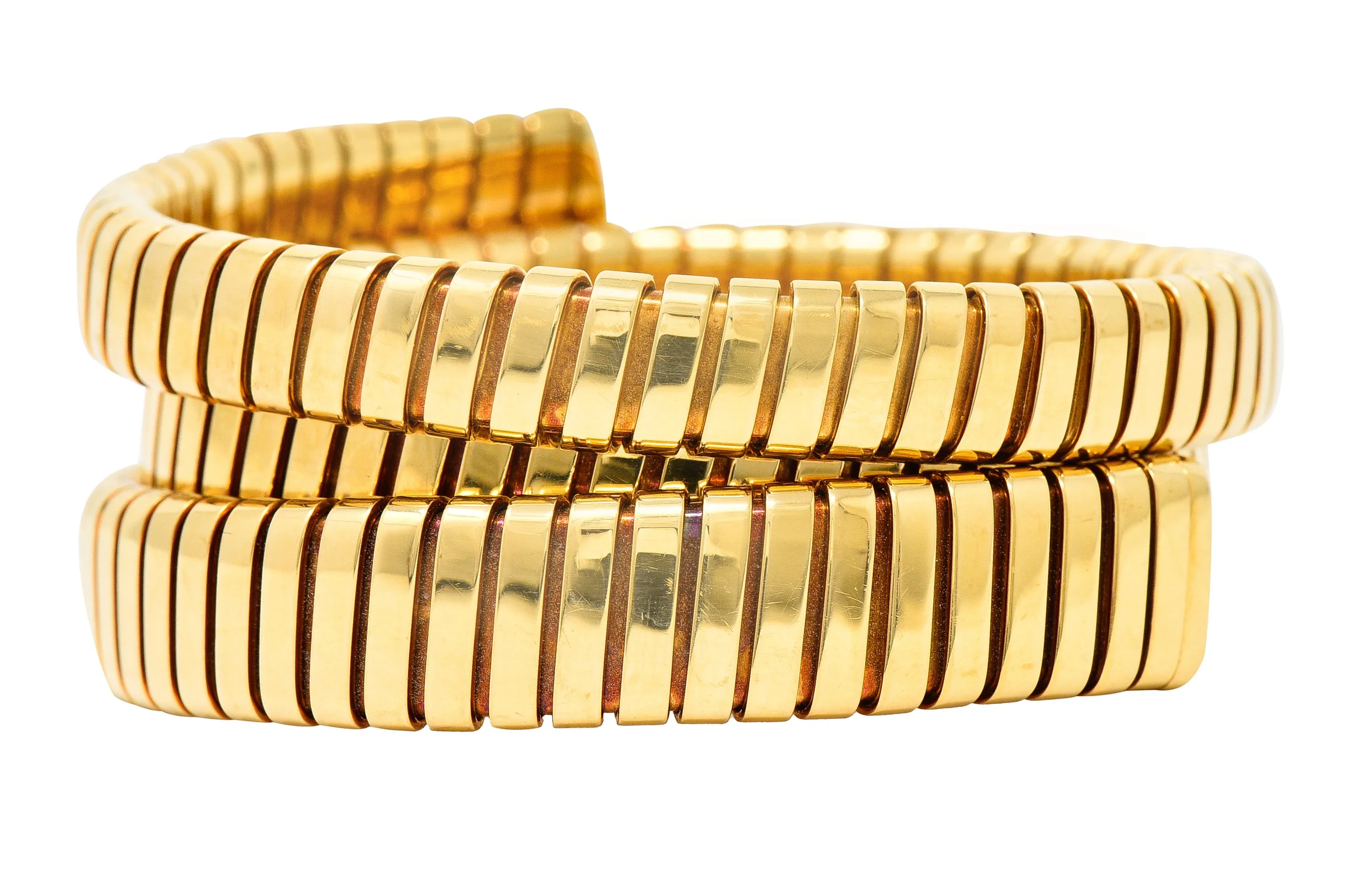 Bulgari 18 Karat Yellow Gold Flexible Tubogas Wrap Coil Bracelet