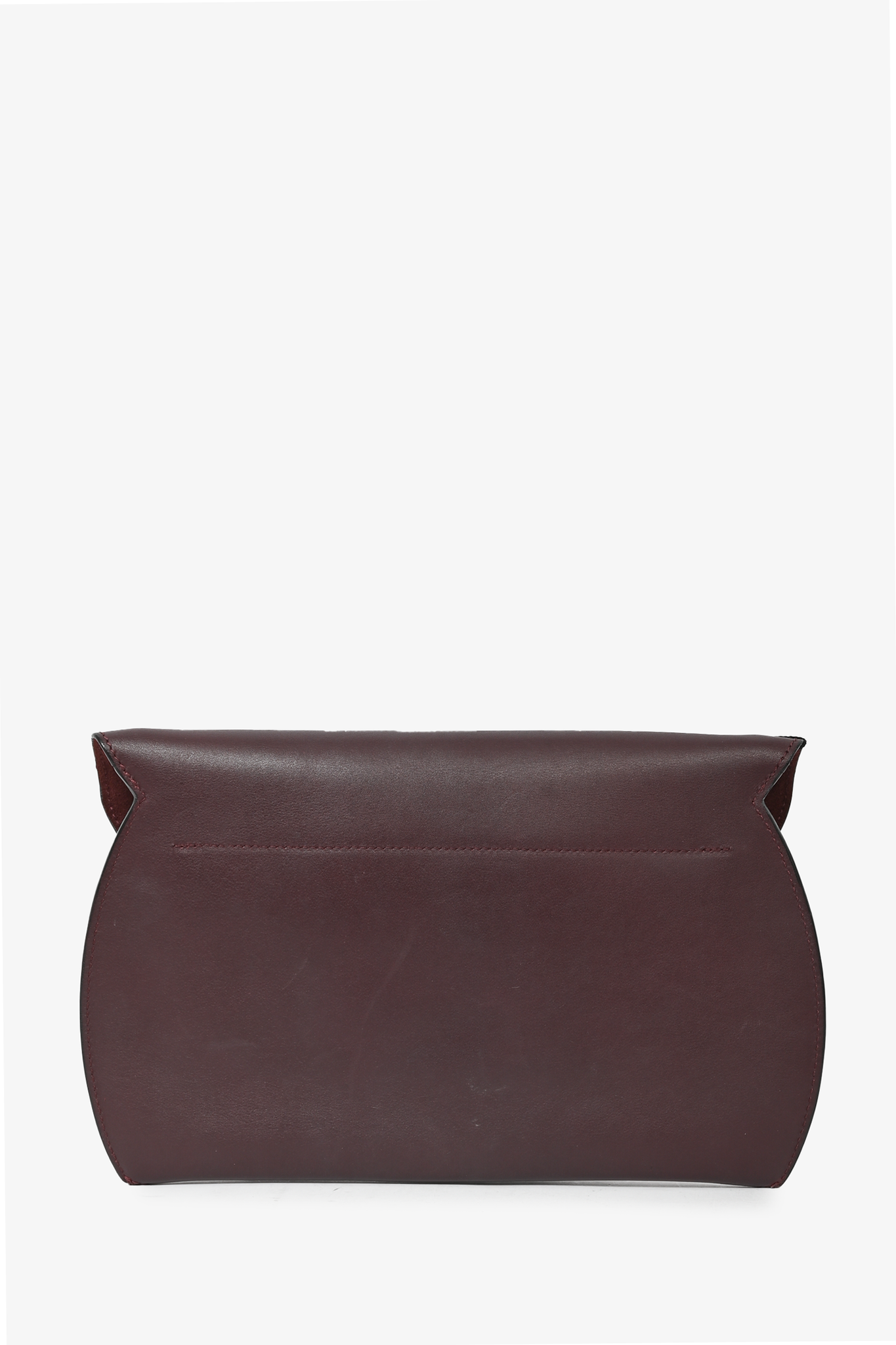 Celine Dark Burgundy Leather Curved Flap Shoulder Bag