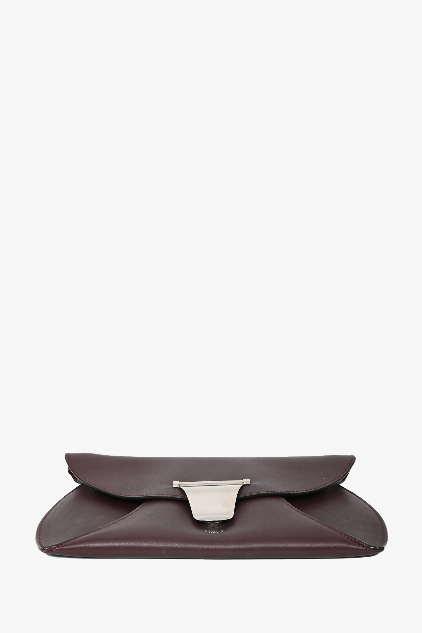 Celine Dark Burgundy Leather Curved Flap Shoulder Bag