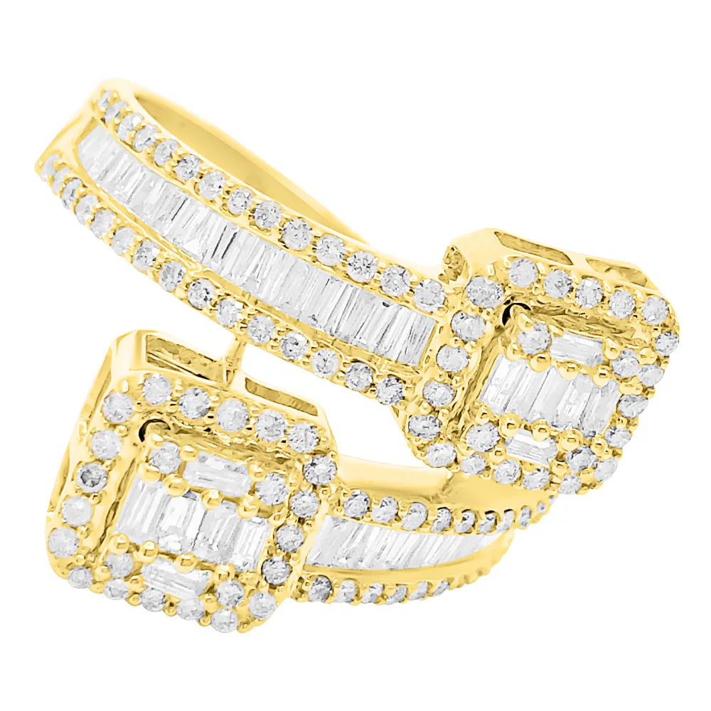 Cluster Wrap Baguette Diamond Ring 1.30cttw 10K White or Yellow Gold