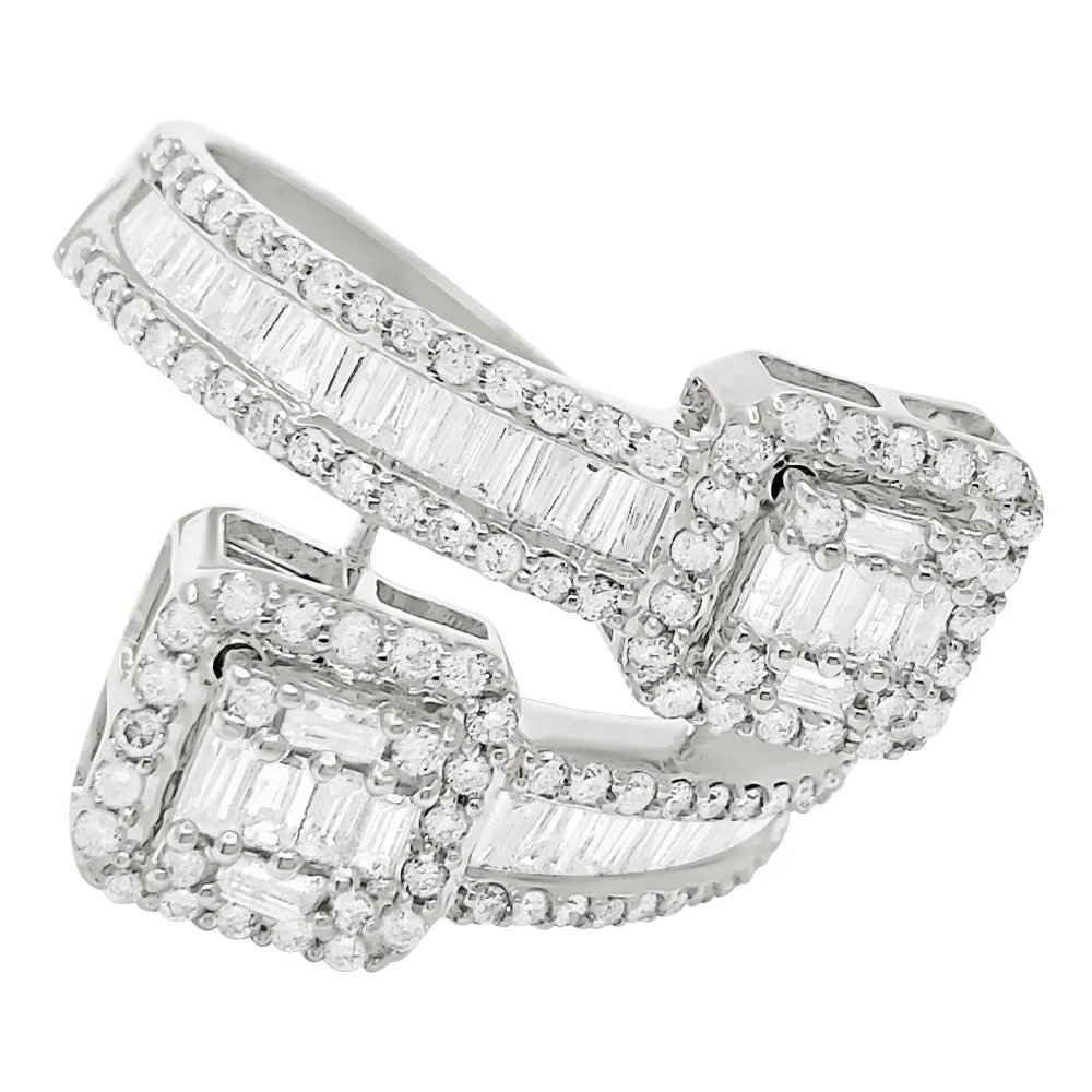 Cluster Wrap Baguette Diamond Ring 1.30cttw 10K White or Yellow Gold