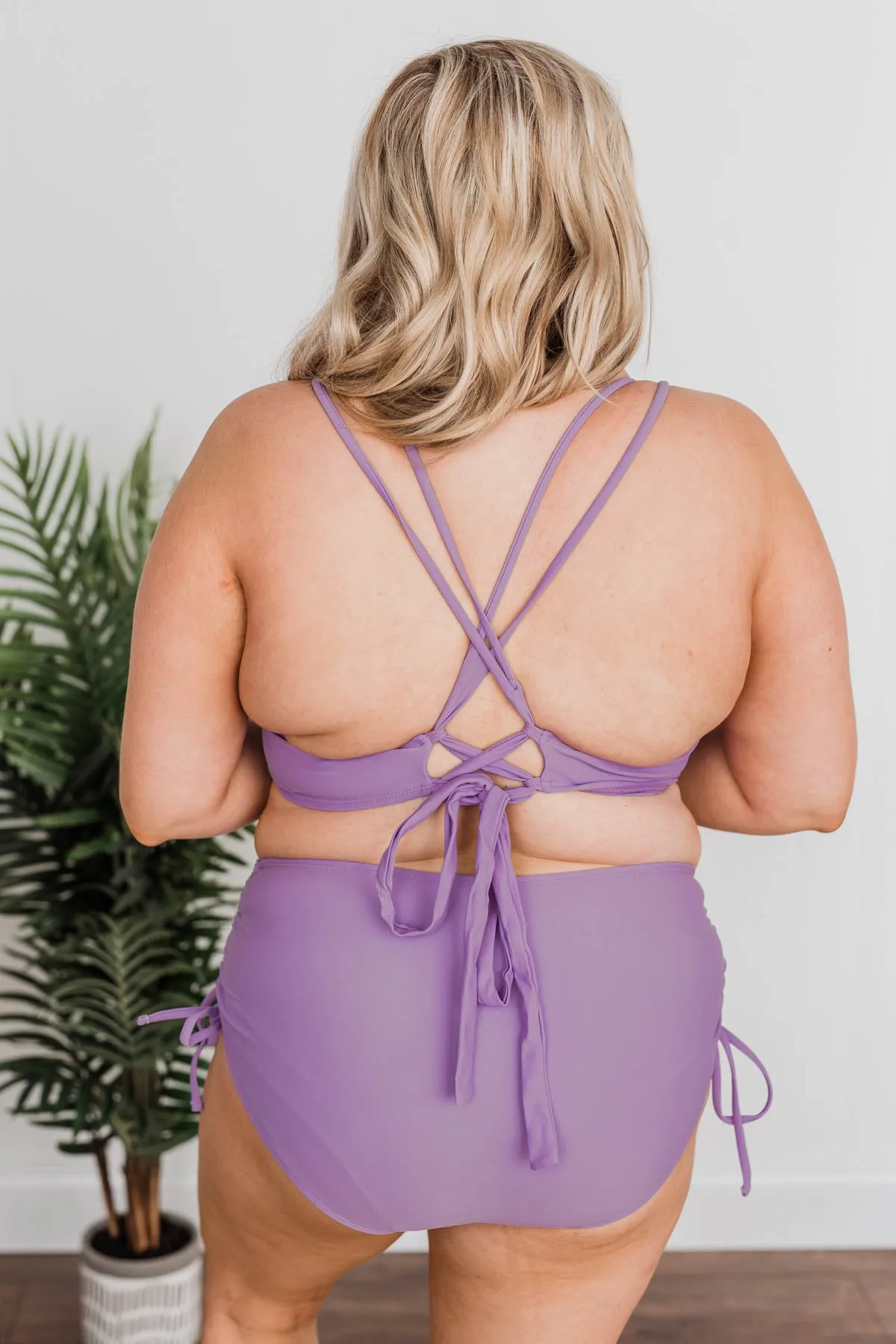 Cool By The Pool Ruched Swim Bottoms- Purple