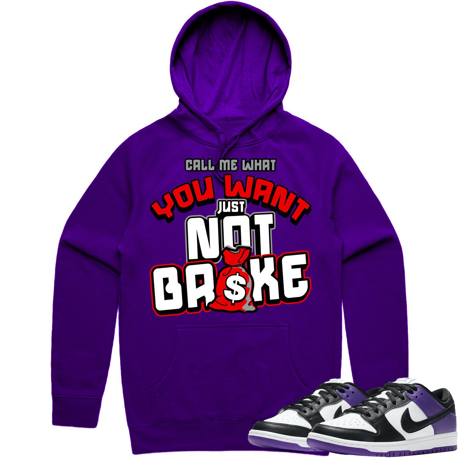 Court Purple Dunks Hoodie to Match - RED NOT BROKE