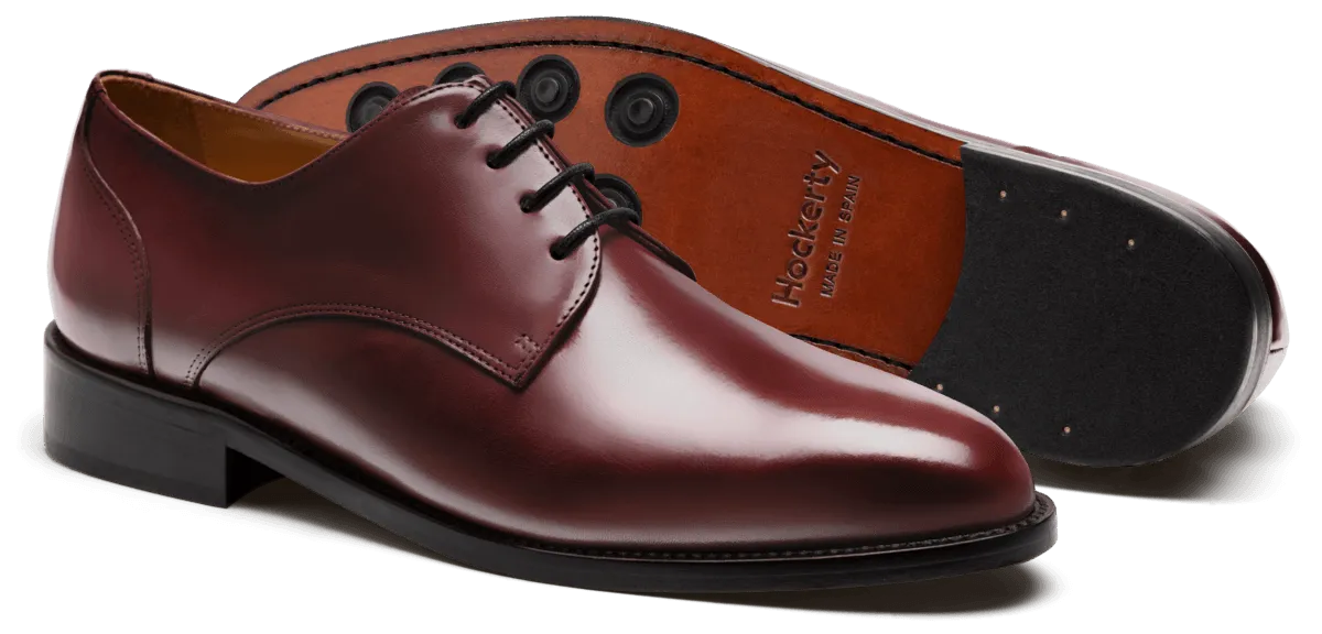 Derby shoes in burgundy leather