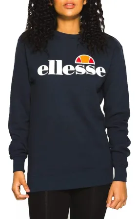 Ellesse Womens Agata Logo Crew Neck Sweatshirt Navy