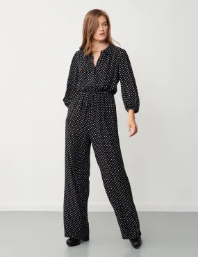 Finery London Women's Polka Dot Tie Detail Waisted Jumpsuit - 16 - Black Mix, Black Mix