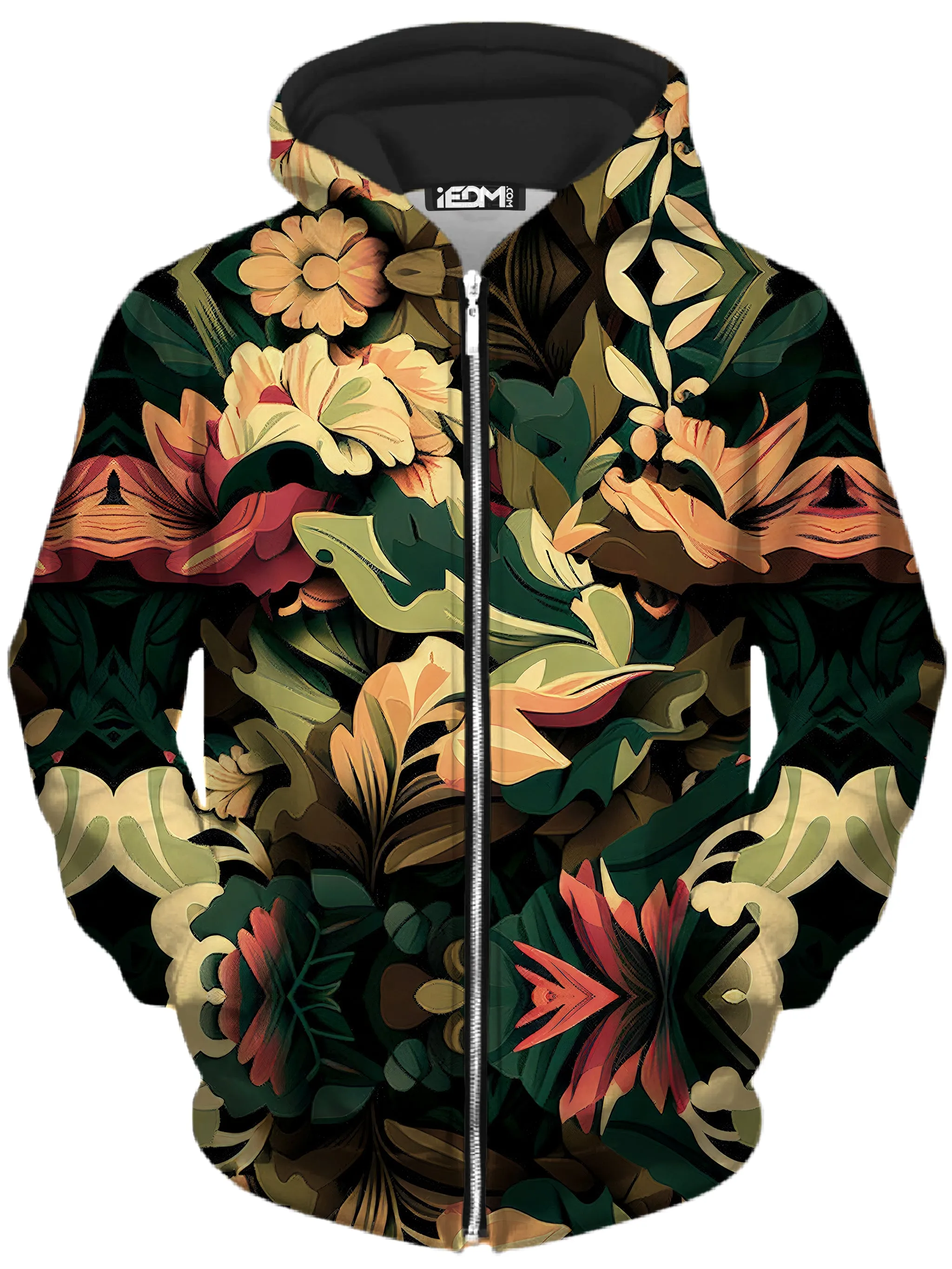 Floral Camo Zip-Up Hoodie and Joggers Combo