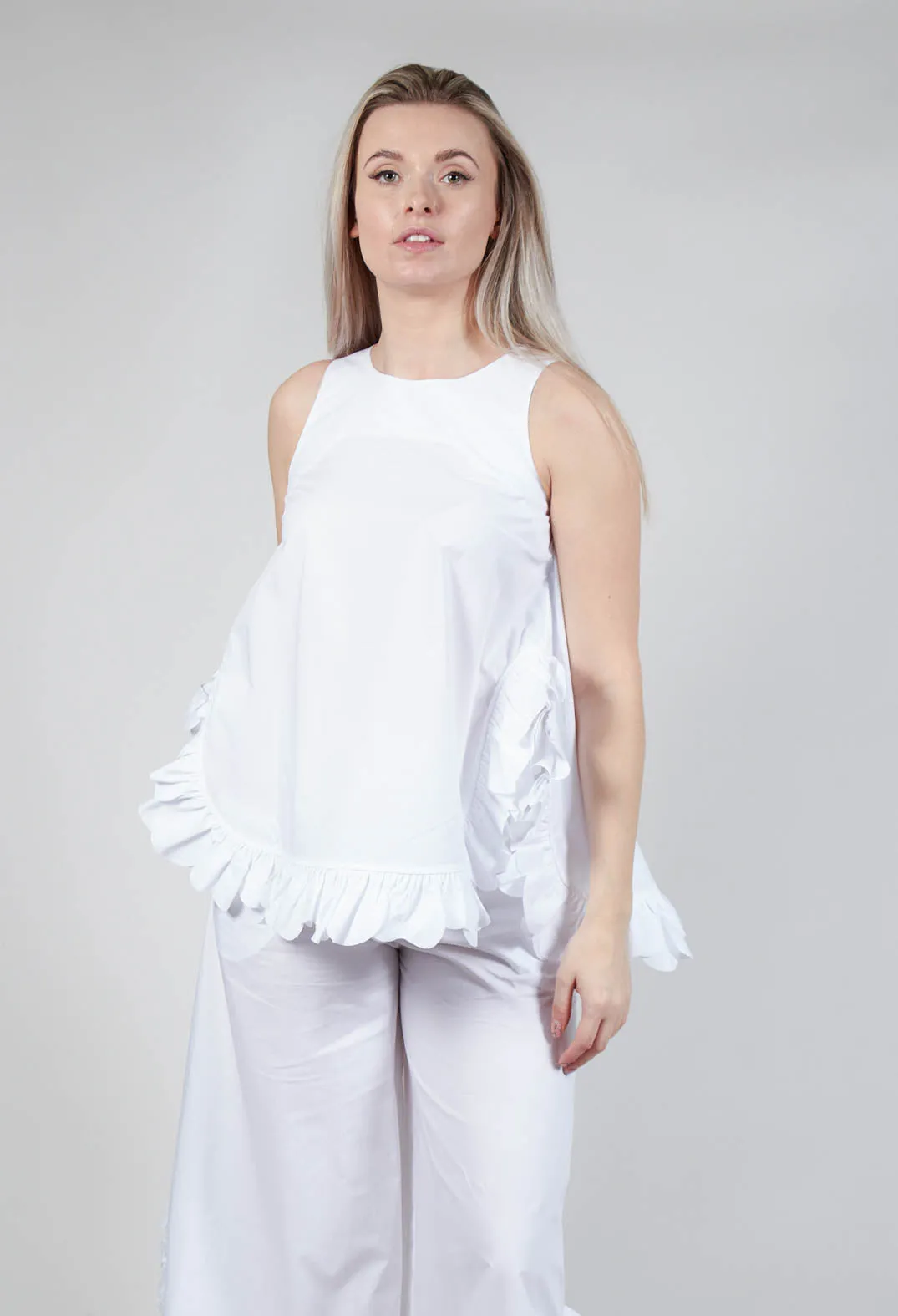 Frill Hemmed Blouse in White