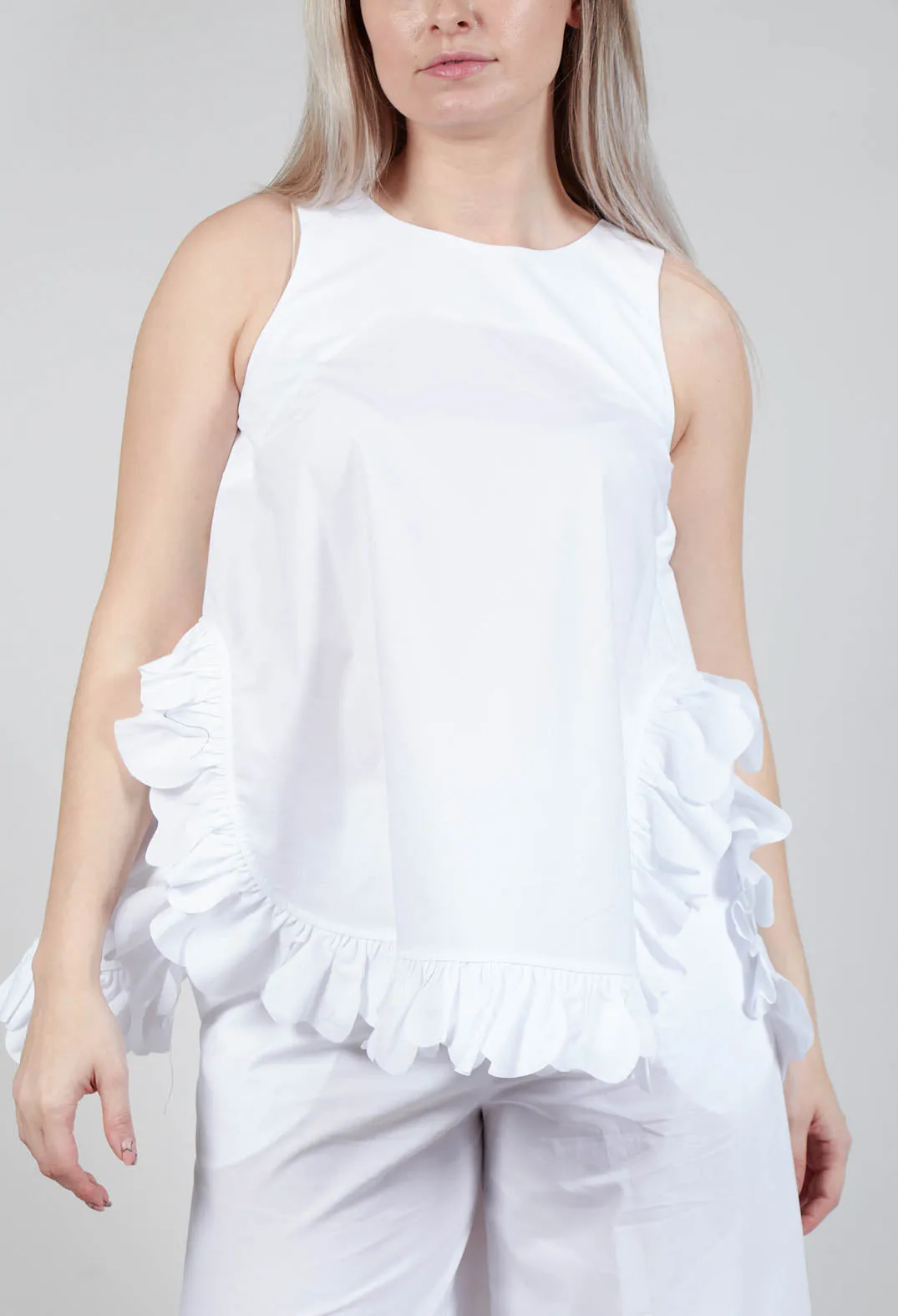 Frill Hemmed Blouse in White